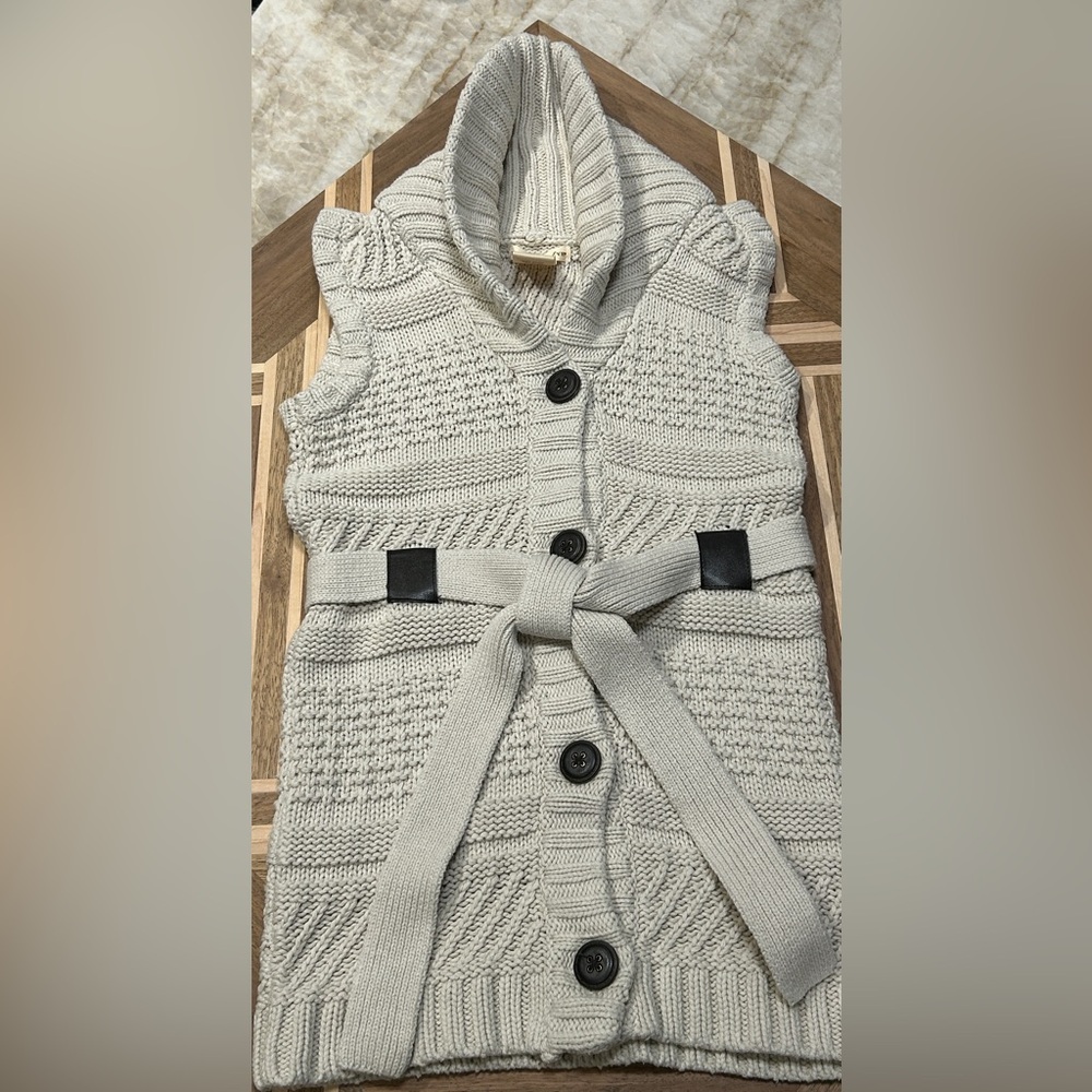 Eagle’s Eye Women’s Cowl Neck Sweater Vest | Faux Fur | Button & Tie |  Sz M